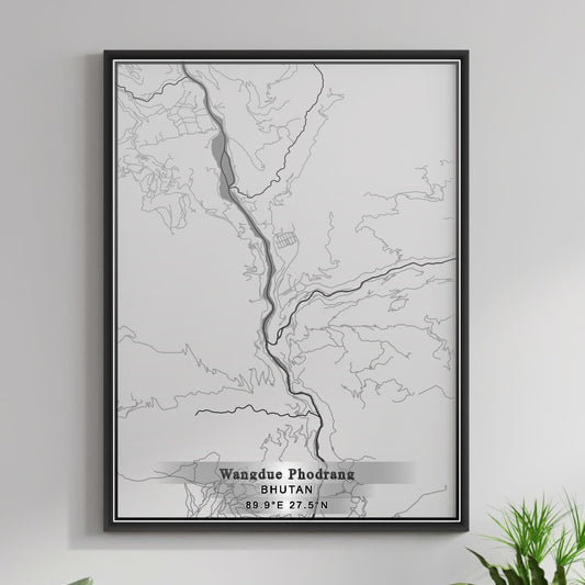 ROAD MAP OF WANGDUE PHODRANG, BHUTAN BY MAPBAKES