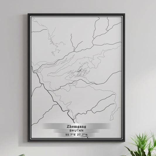 ROAD MAP OF ZHEMGANG, BHUTAN BY MAPBAKES