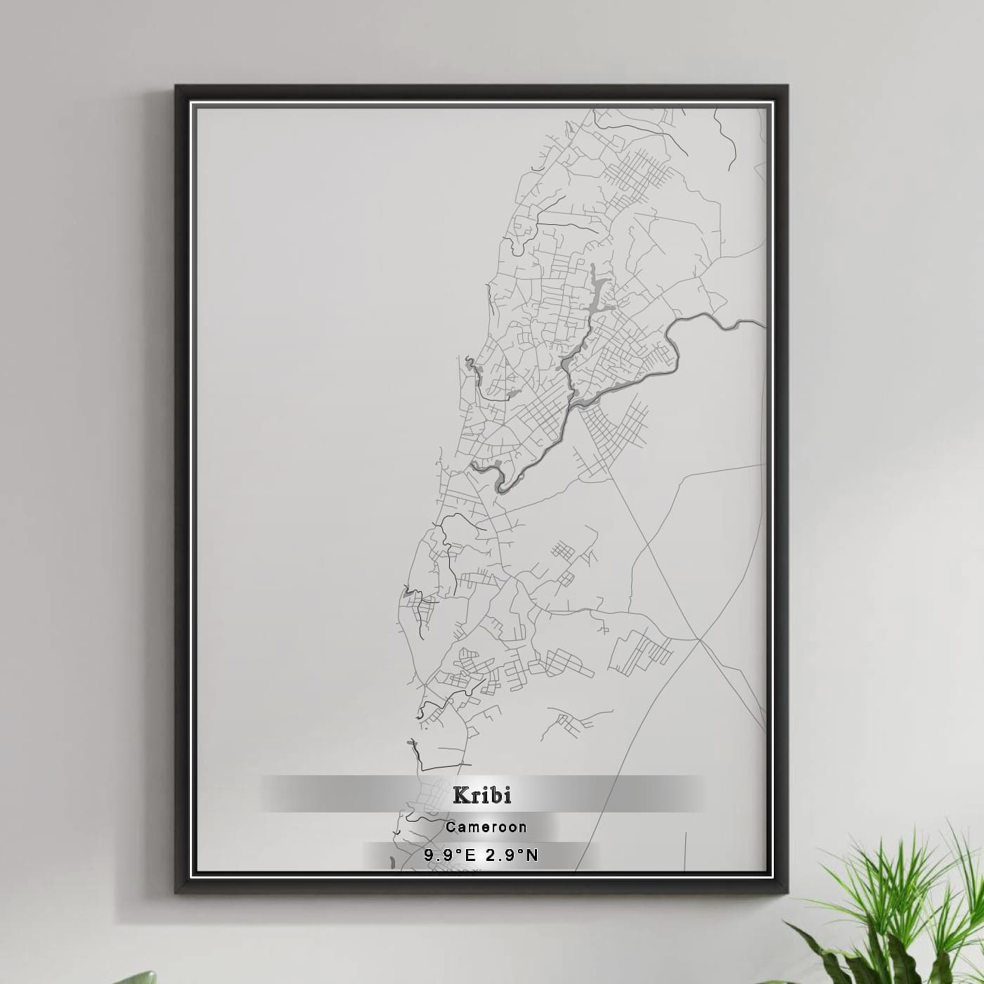 ROAD MAP OF KRIBI, CAMEROON BY MAPBAKES