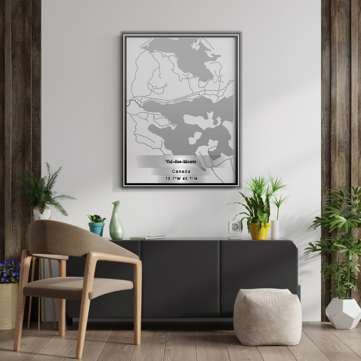 ROAD MAP OF VAL DES MONTS, CANADA BY MAPBAKES