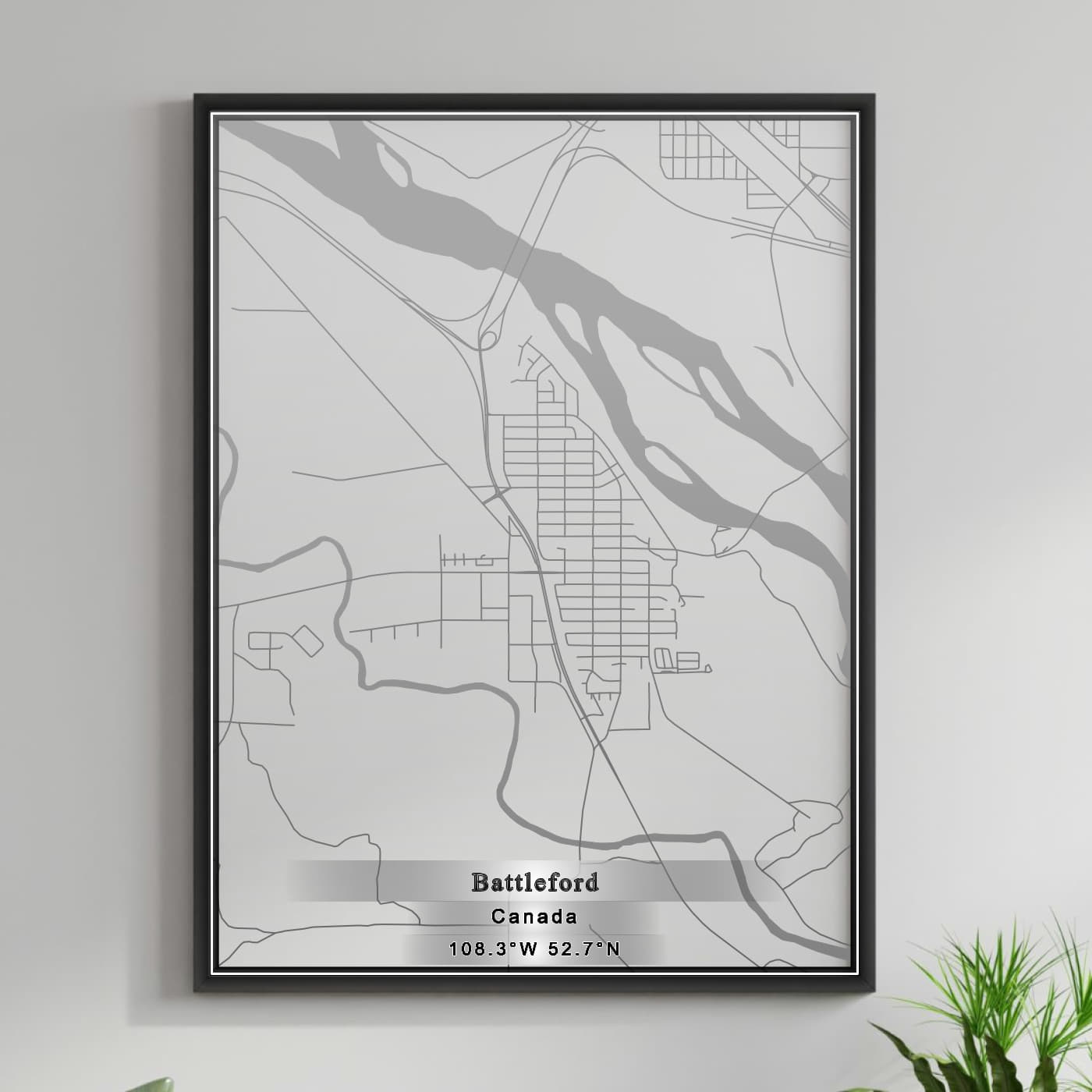 ROAD MAP OF BATTLEFORD, CANADA BY MAPBAKES