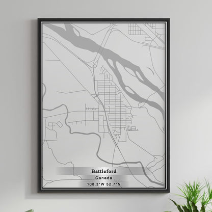 ROAD MAP OF BATTLEFORD, CANADA BY MAPBAKES