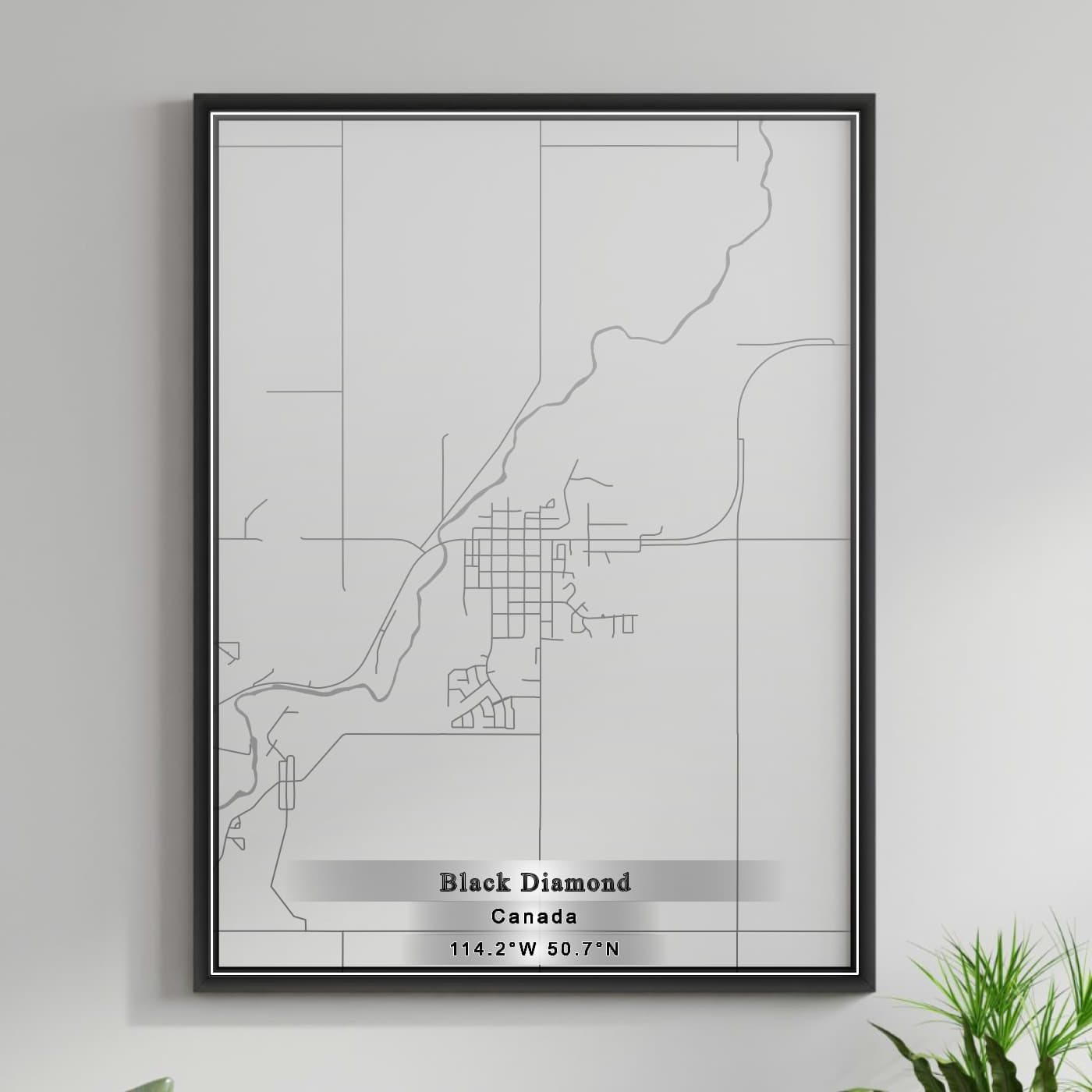 ROAD MAP OF BLACK DIAMOND, CANADA BY MAPBAKES