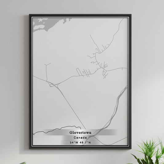ROAD MAP OF GLOVERTOWN, CANADA BY MAPBAKES