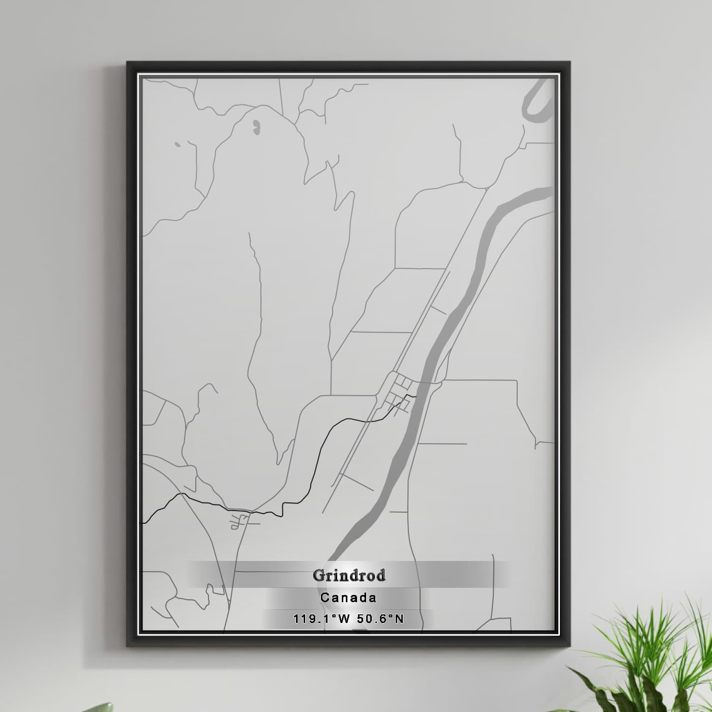 ROAD MAP OF GRINDROD, CANADA BY MAPBAKES