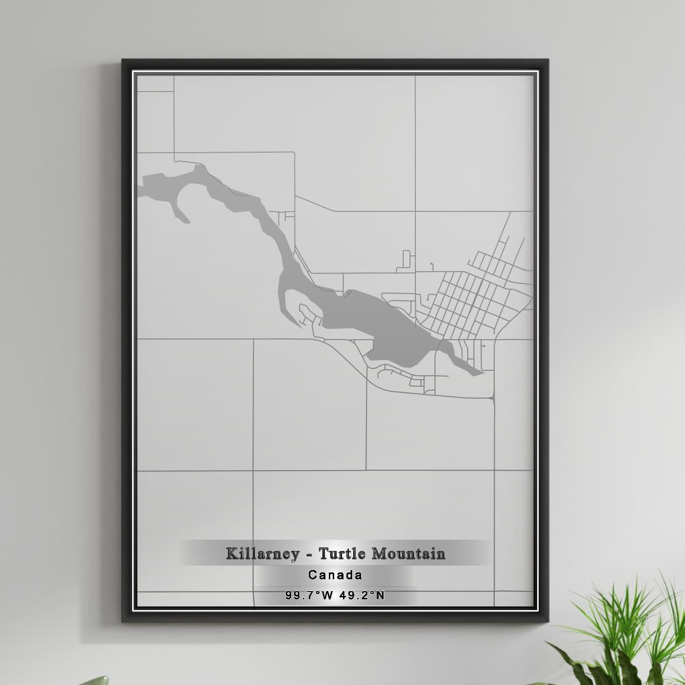 ROAD MAP OF KILLARNEY TURTLE MOUNTAIN, CANADA BY MAPBAKES