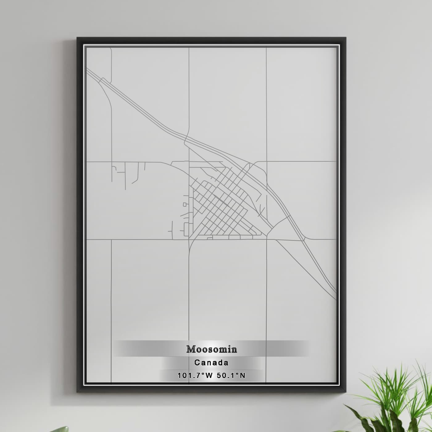 ROAD MAP OF MOOSOMIN, CANADA BY MAPBAKES