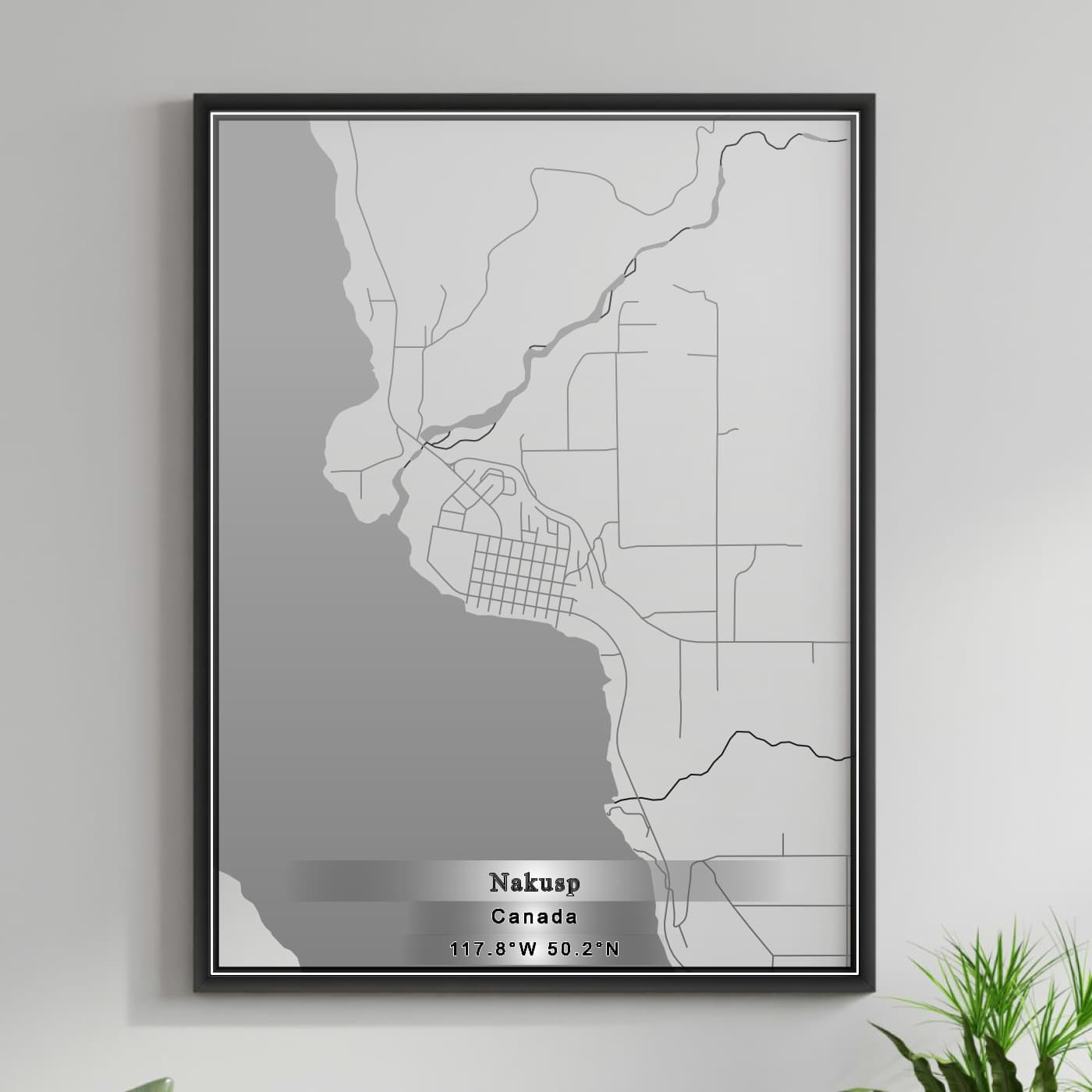 ROAD MAP OF NAKUSP, CANADA BY MAPBAKES