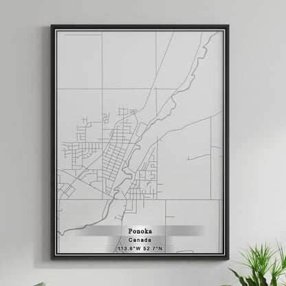 ROAD MAP OF PONOKA, CANADA BY MAPBAKES