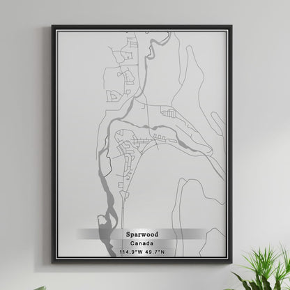 ROAD MAP OF SPARWOOD, CANADA BY MAPBAKES