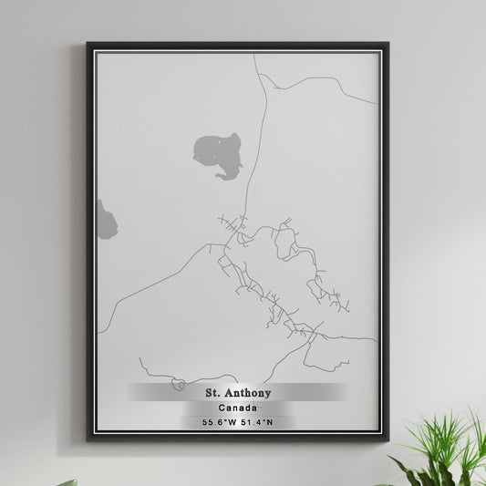 ROAD MAP OF ST ANTHONY, CANADA BY MAPBAKES