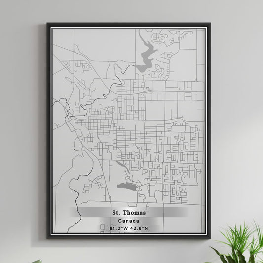 ROAD MAP OF ST THOMAS, CANADA BY MAPBAKES