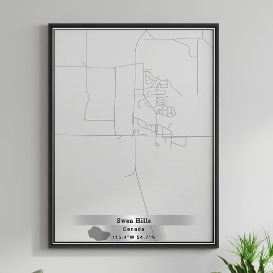 ROAD MAP OF SWAN HILLS, CANADA BY MAPBAKES