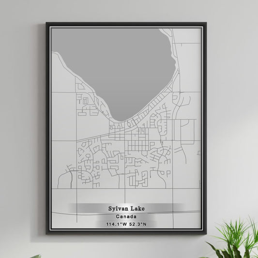ROAD MAP OF SYLVAN LAKE, CANADA BY MAPBAKES