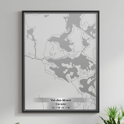 ROAD MAP OF VAL DES MONTS, CANADA BY MAPBAKES