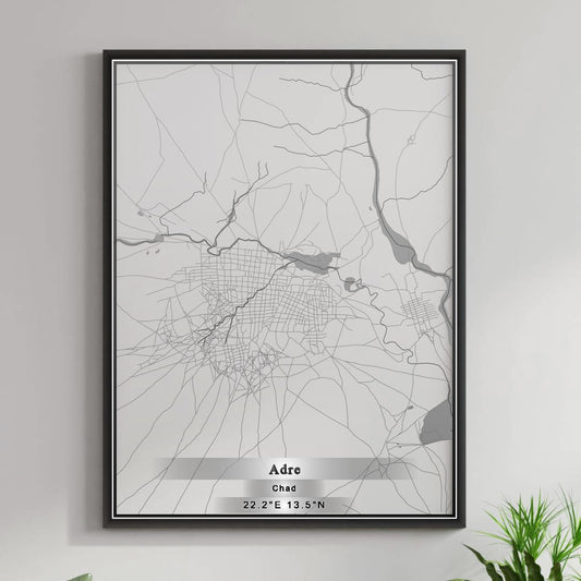 ROAD MAP OF ADRE, CHAD BY MAPBAKES
