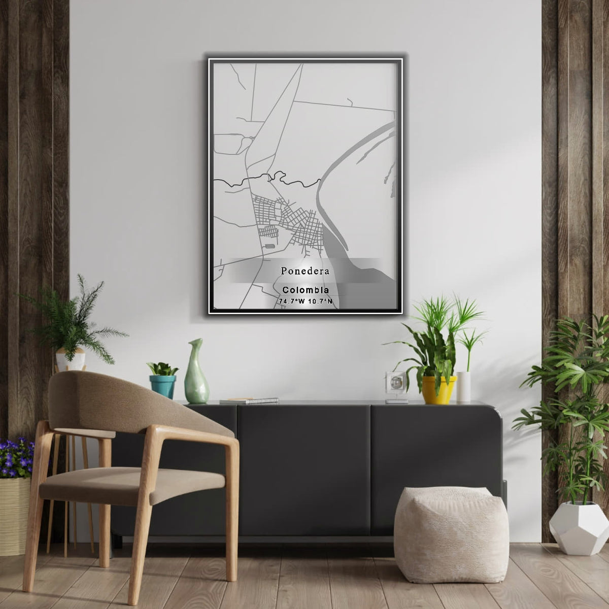 ROAD MAP OF PONEDERA, COLOMBIA BY MAPBAKES
