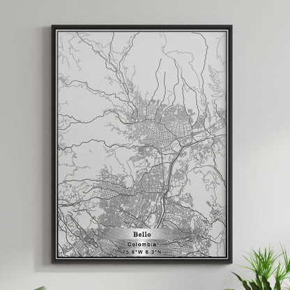 ROAD MAP OF BELLO, COLOMBIA BY MAPBAKES