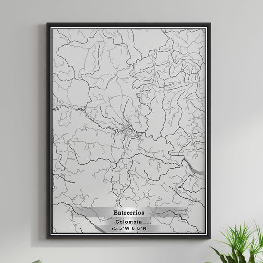 ROAD MAP OF ENTRERRIOS, COLOMBIA BY MAPBAKES