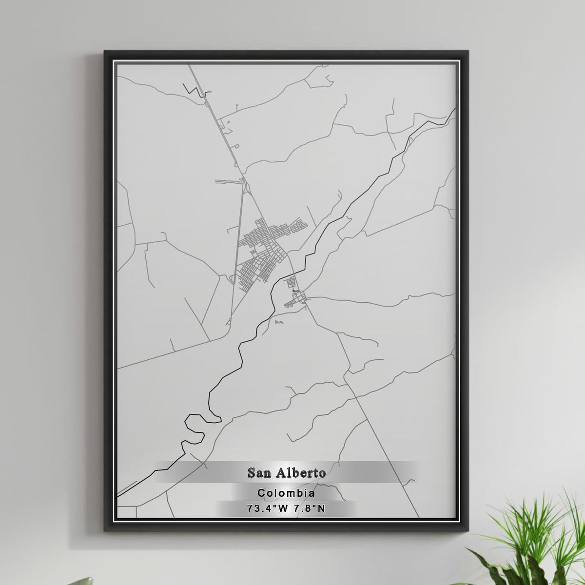 ROAD MAP OF SAN ALBERTO, COLOMBIA BY MAPBAKES