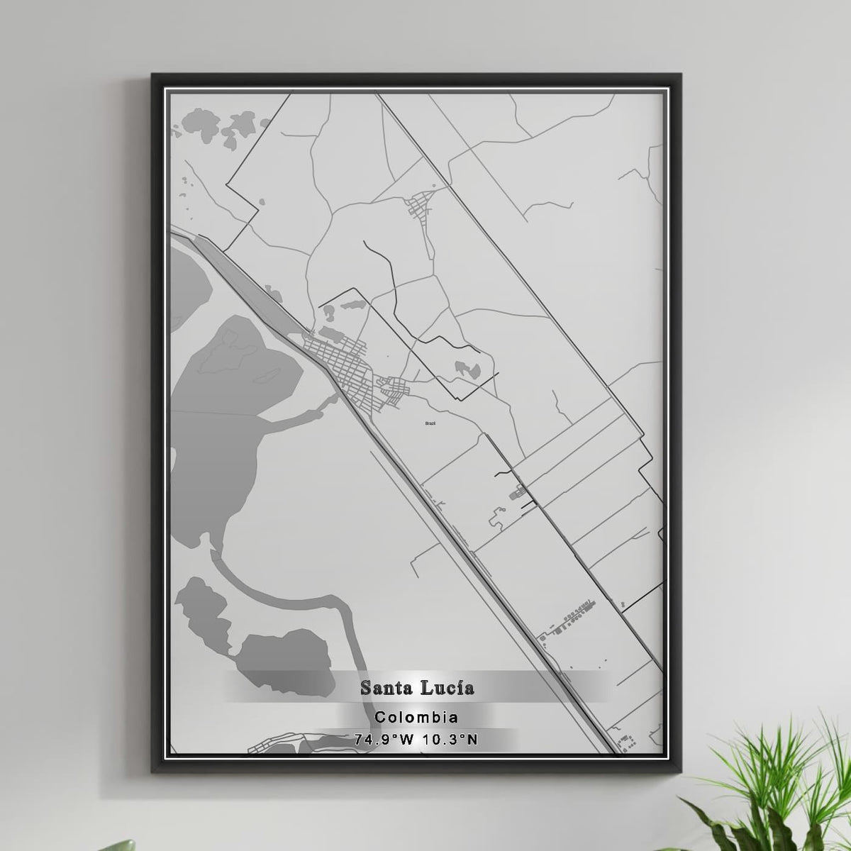 ROAD MAP OF SANTA LUCIA, COLOMBIA BY MAPBAKES