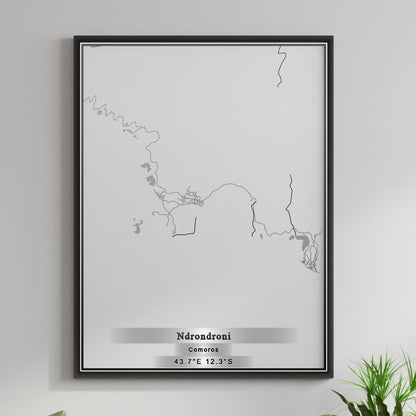 ROAD MAP OF NDRONDRONI, COMOROS BY MAPBAKES