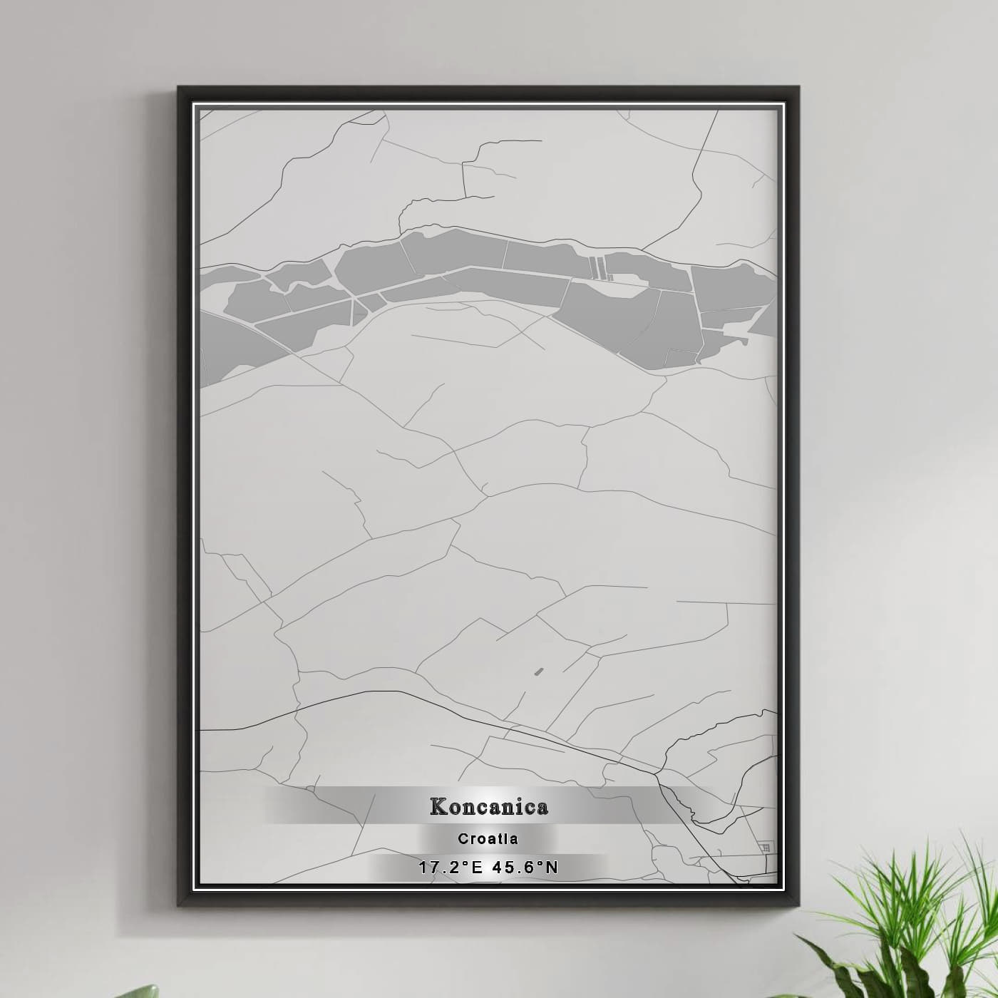 ROAD MAP OF KONČANICA, CROATIA BY MAPBAKES