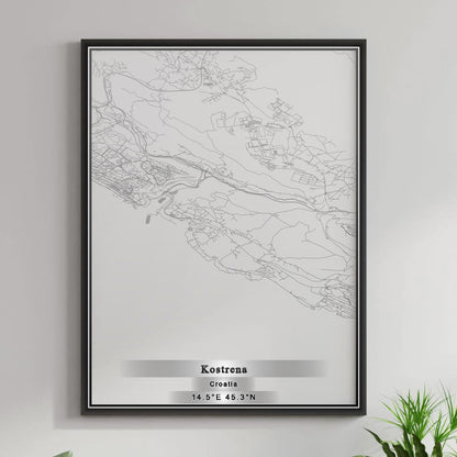 ROAD MAP OF KOSTRENA, CROATIA BY MAPBAKES