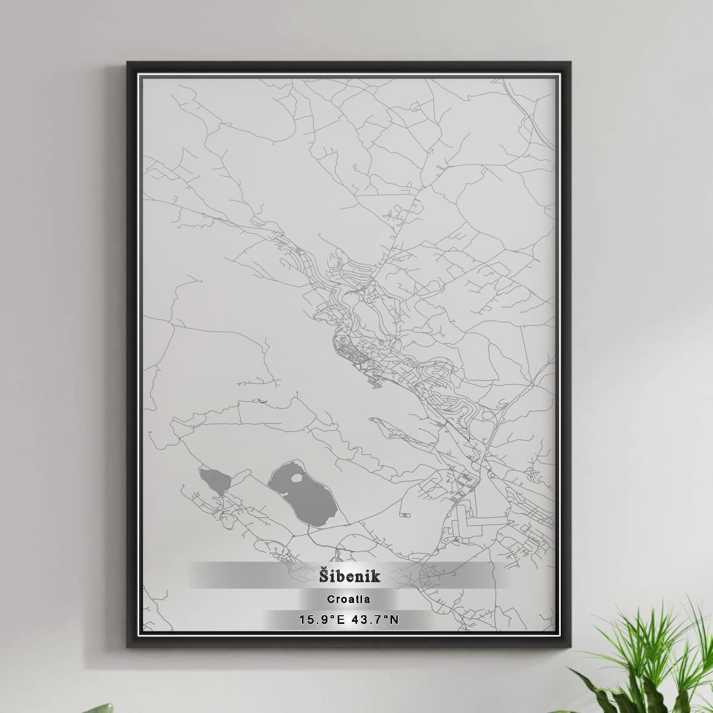 ROAD MAP OF ŠIBENIK, CROATIA BY MAPBAKES