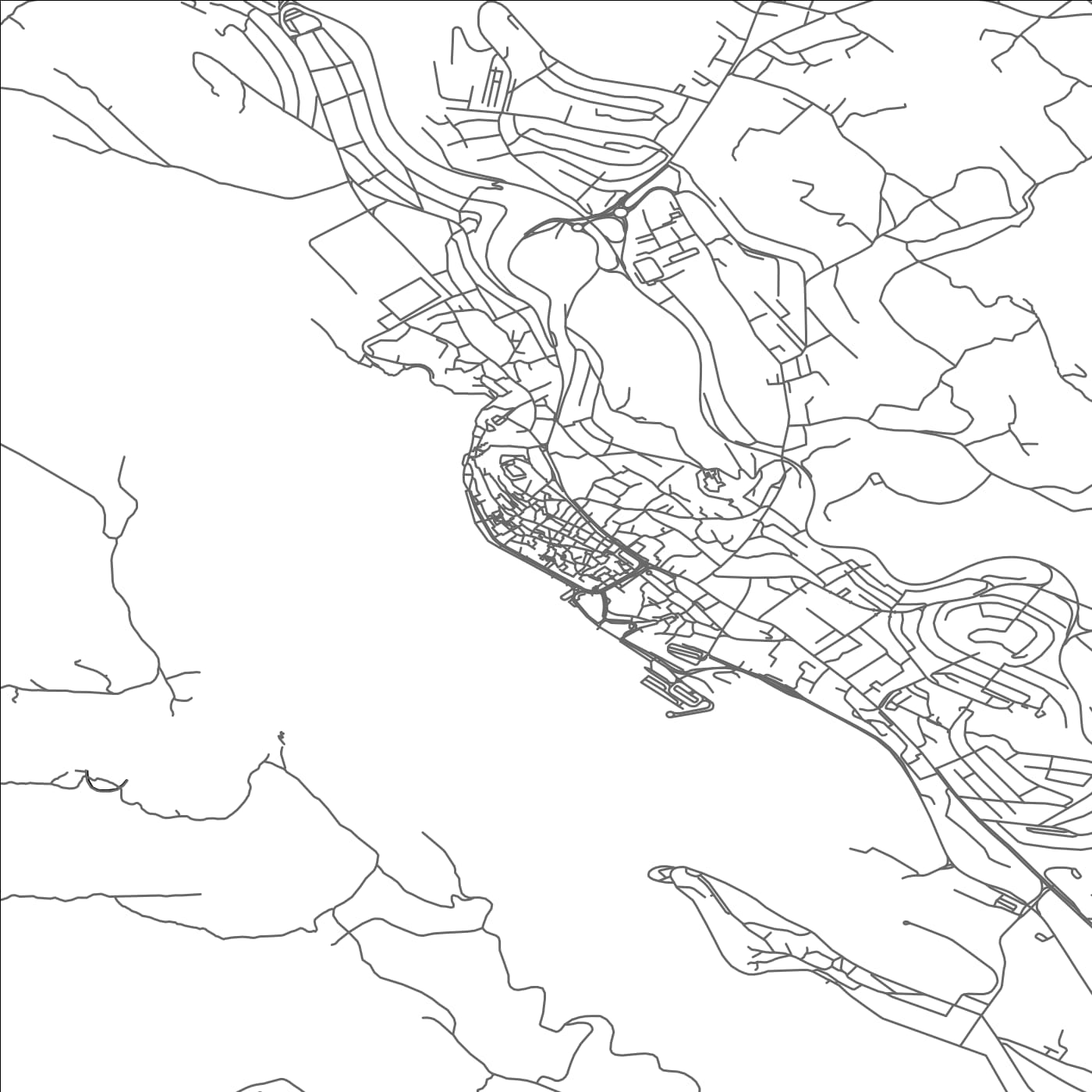 ROAD MAP OF ŠIBENIK, CROATIA BY MAPBAKES