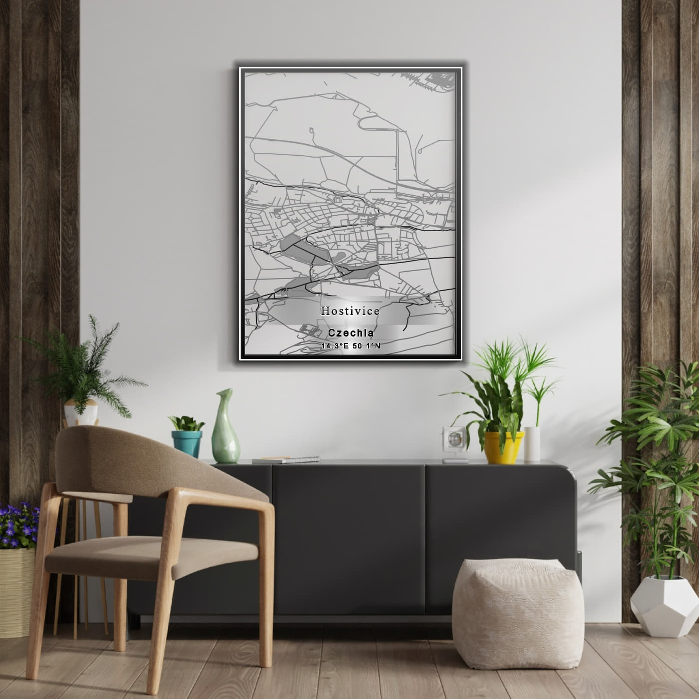 ROAD MAP OF HOSTIVICE, CZECH REPUBLIC BY MAPBAKES