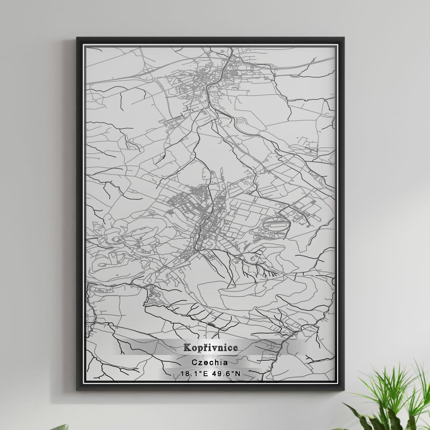 ROAD MAP OF KOPRIVNICE, CZECH REPUBLIC BY MAPBAKES