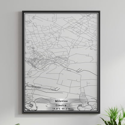 ROAD MAP OF MILOVICE, CZECH REPUBLIC BY MAPBAKES