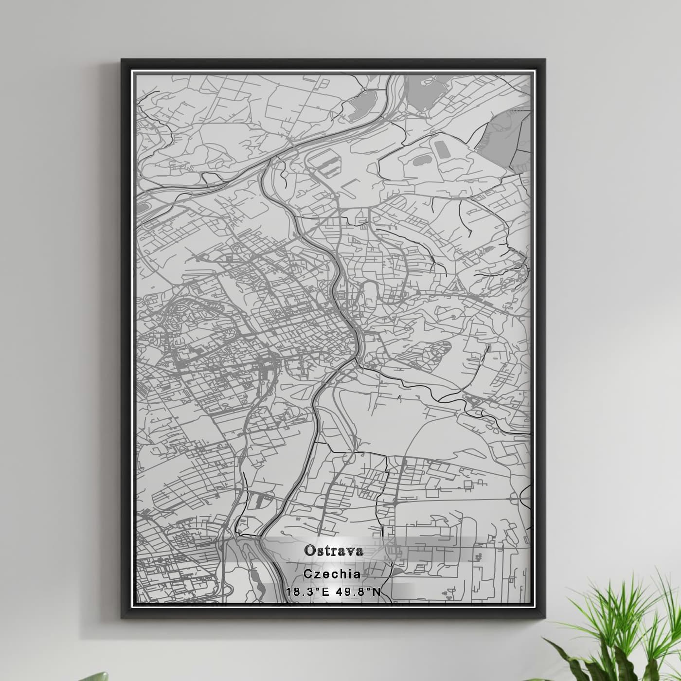 ROAD MAP OF OSTRAVA, CZECH REPUBLIC BY MAPBAKES