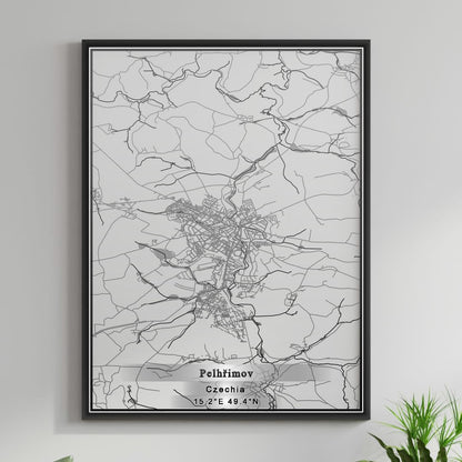 ROAD MAP OF PELHRIMOV, CZECH REPUBLIC BY MAPBAKES