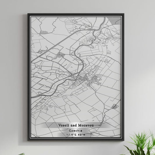 ROAD MAP OF VESELI NAD MORAVOU, CZECH REPUBLIC BY MAPBAKES