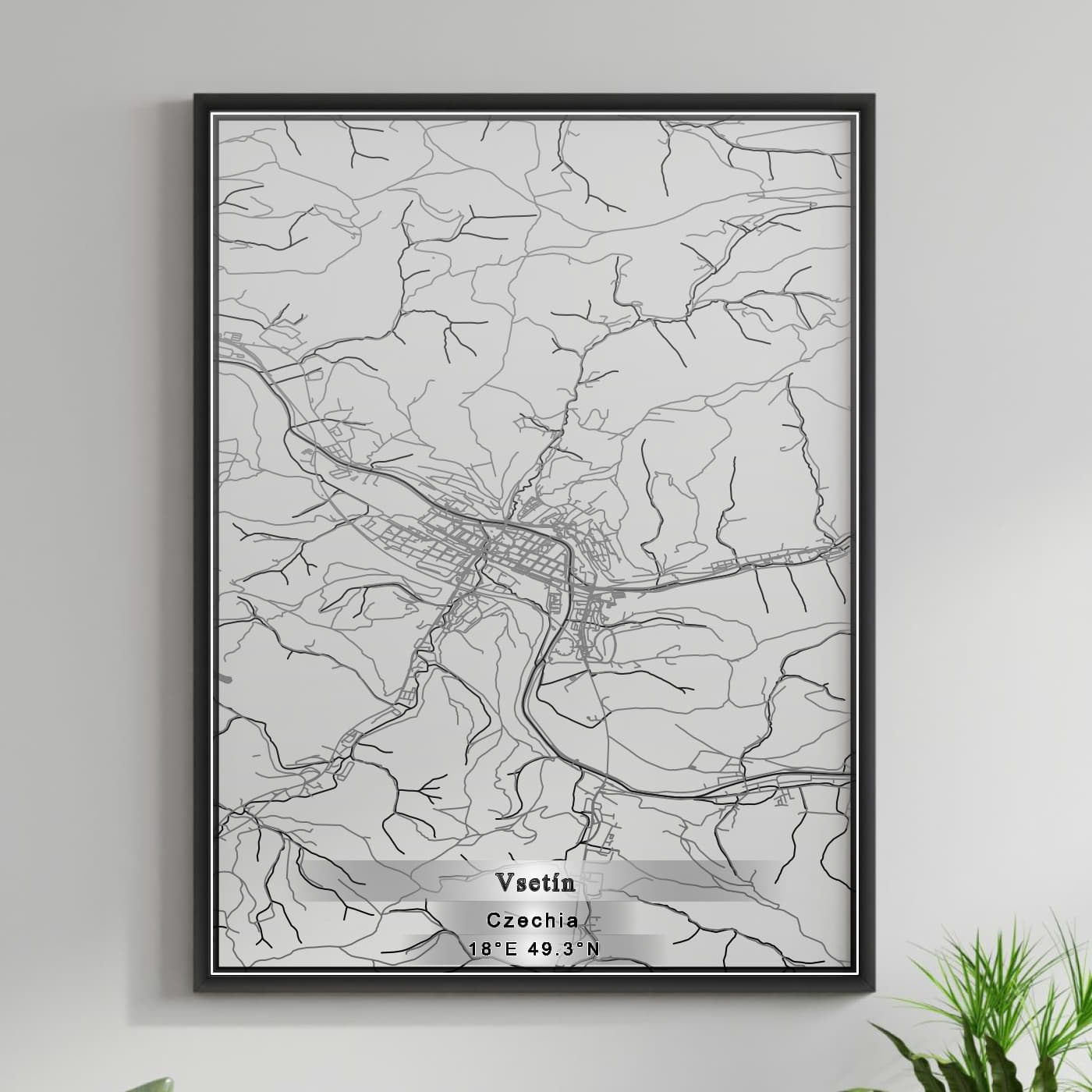 ROAD MAP OF VSETIN, CZECH REPUBLIC BY MAPBAKES