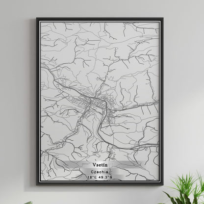 ROAD MAP OF VSETIN, CZECH REPUBLIC BY MAPBAKES