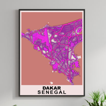 COLOURED ROAD MAP OF DAKAR, SENEGAL BY MAPBAKES