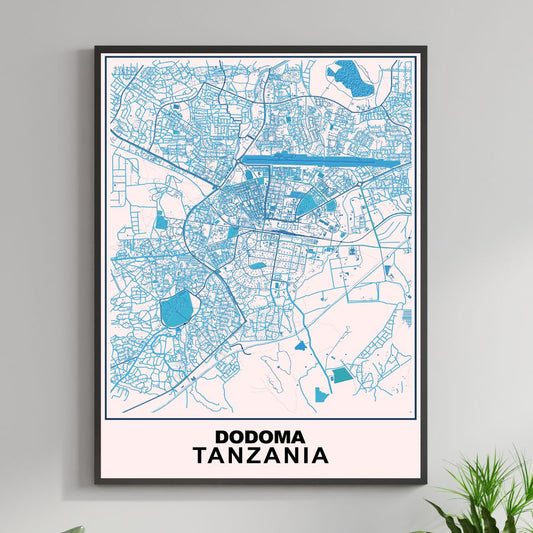 COLOURED ROAD MAP OF DODOMA, TANZANIA BY MAPBAKES