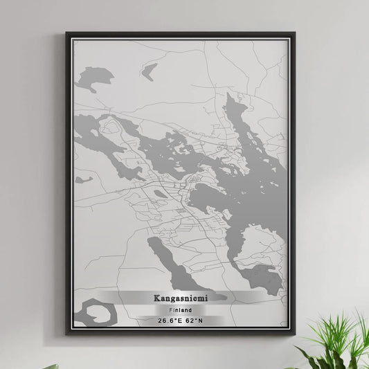 ROAD MAP OF KANGASNIEMI, FINLAND BY MAPBAKES