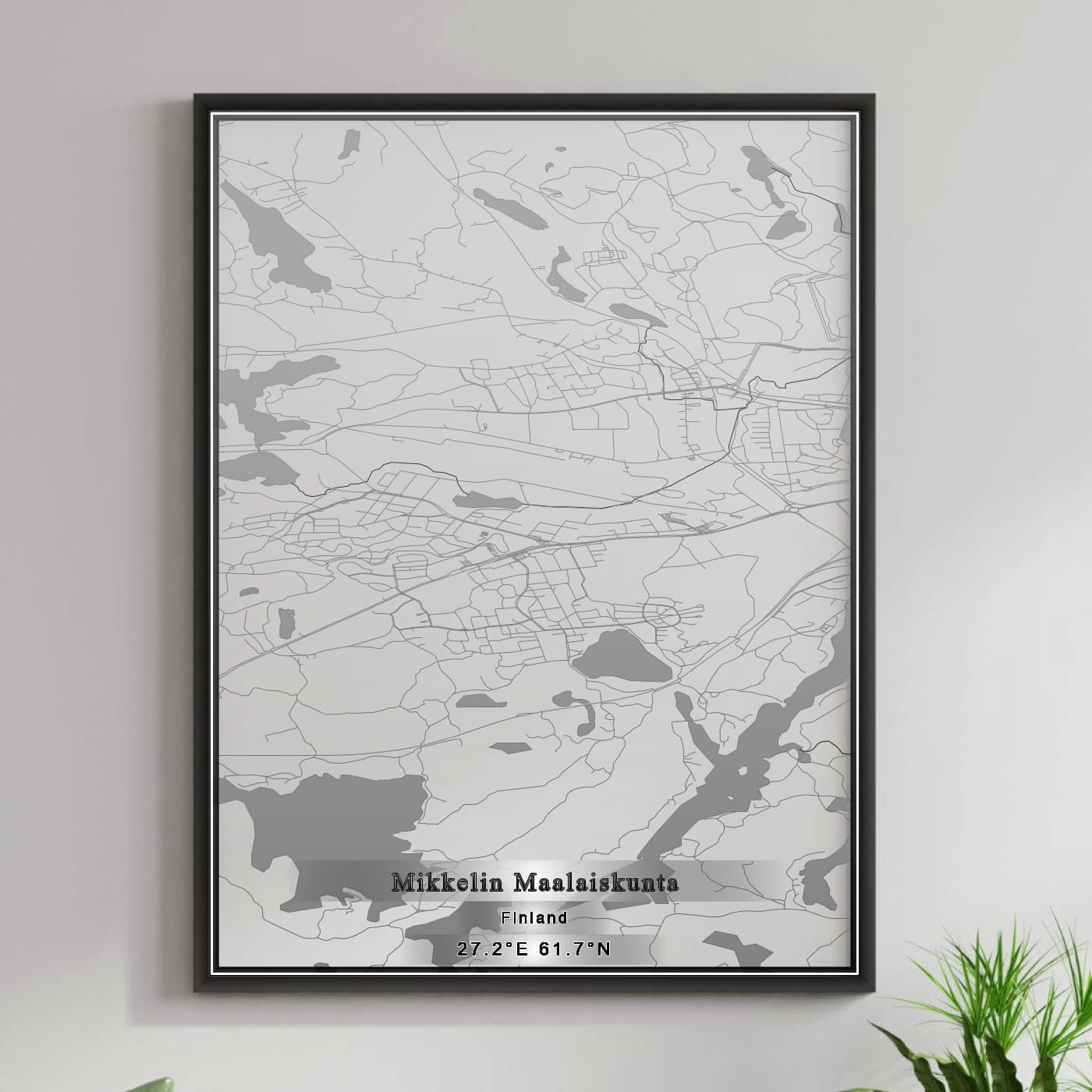 ROAD MAP OF MIKKELIN MAALAISKUNTA, FINLAND BY MAPBAKES