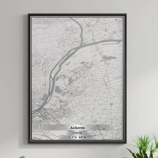 ROAD MAP OF ACHERES, FRANCE BY MAPBAKES