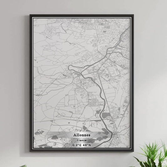 ROAD MAP OF ALLONNES, FRANCE BY MAPBAKES