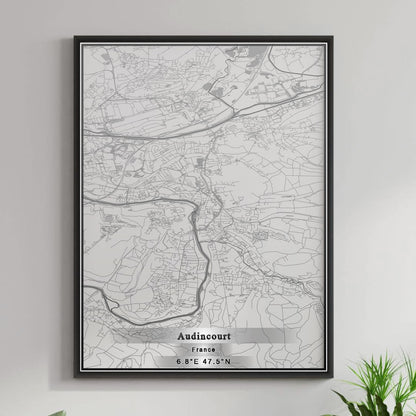 ROAD MAP OF AUDINCOURT, FRANCE BY MAPBAKES