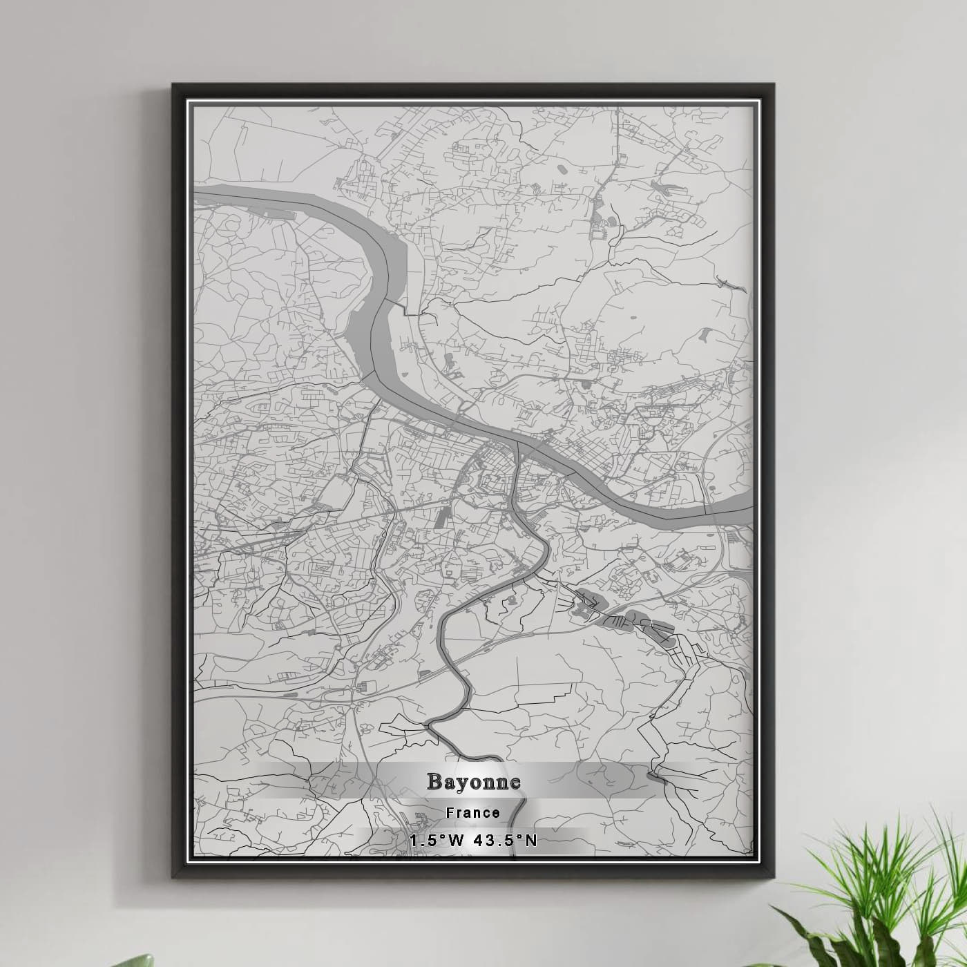 ROAD MAP OF BAYONNE, FRANCE BY MAPBAKES