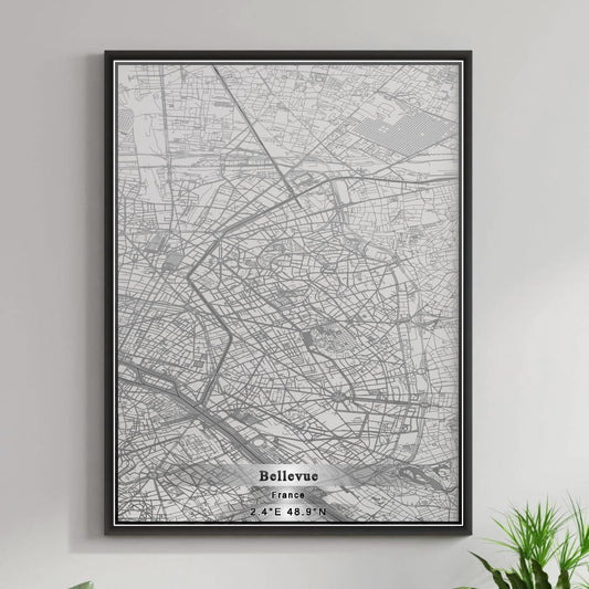 ROAD MAP OF BELLEVUE, FRANCE BY MAPBAKES