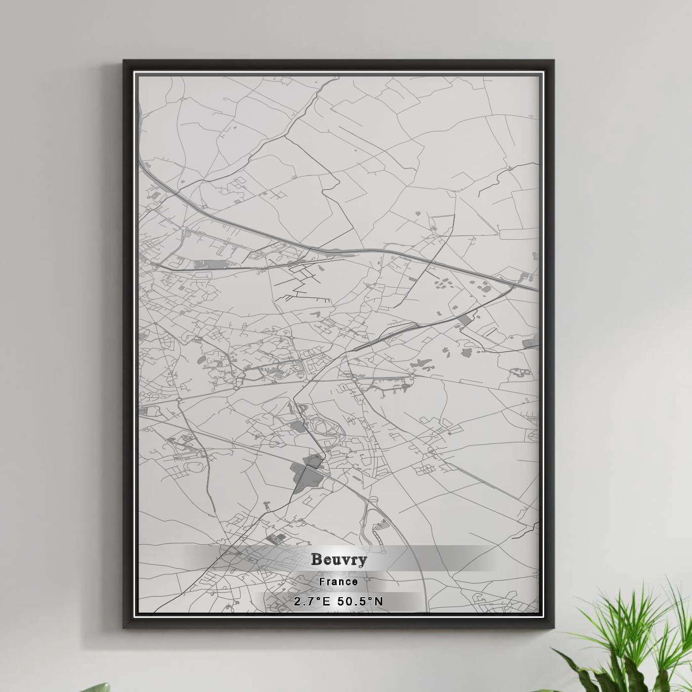 ROAD MAP OF BEUVRY, FRANCE BY MAPBAKES