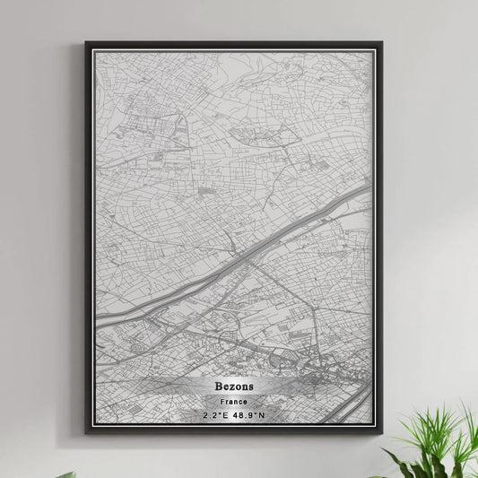 ROAD MAP OF BEZONS, FRANCE BY MAPBAKES