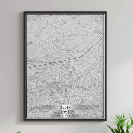 ROAD MAP OF BONDY, FRANCE BY MAPBAKES